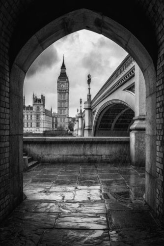 Big Ben bei Regen, London, England